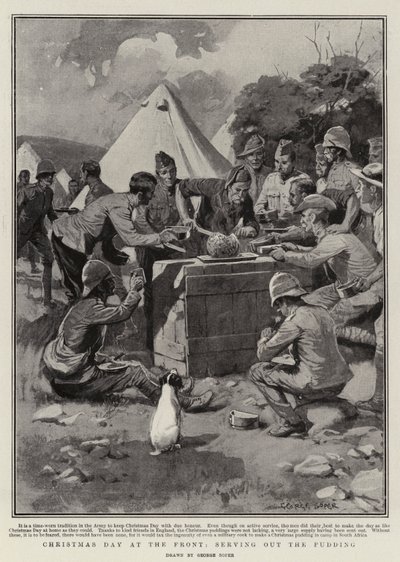 Weihnachtstag an der Front, den Pudding servieren von George Soper